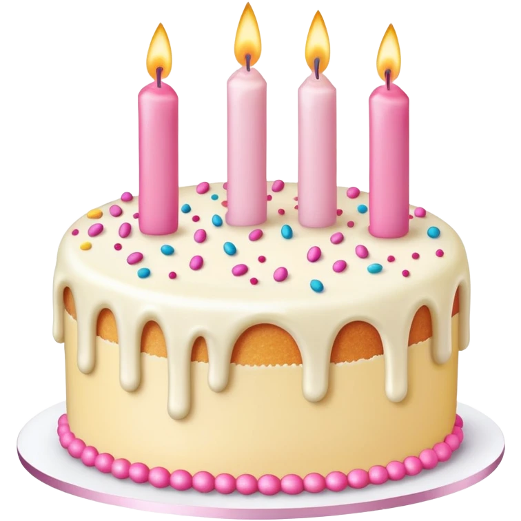 ￼ cake with three candles for a girl emoji