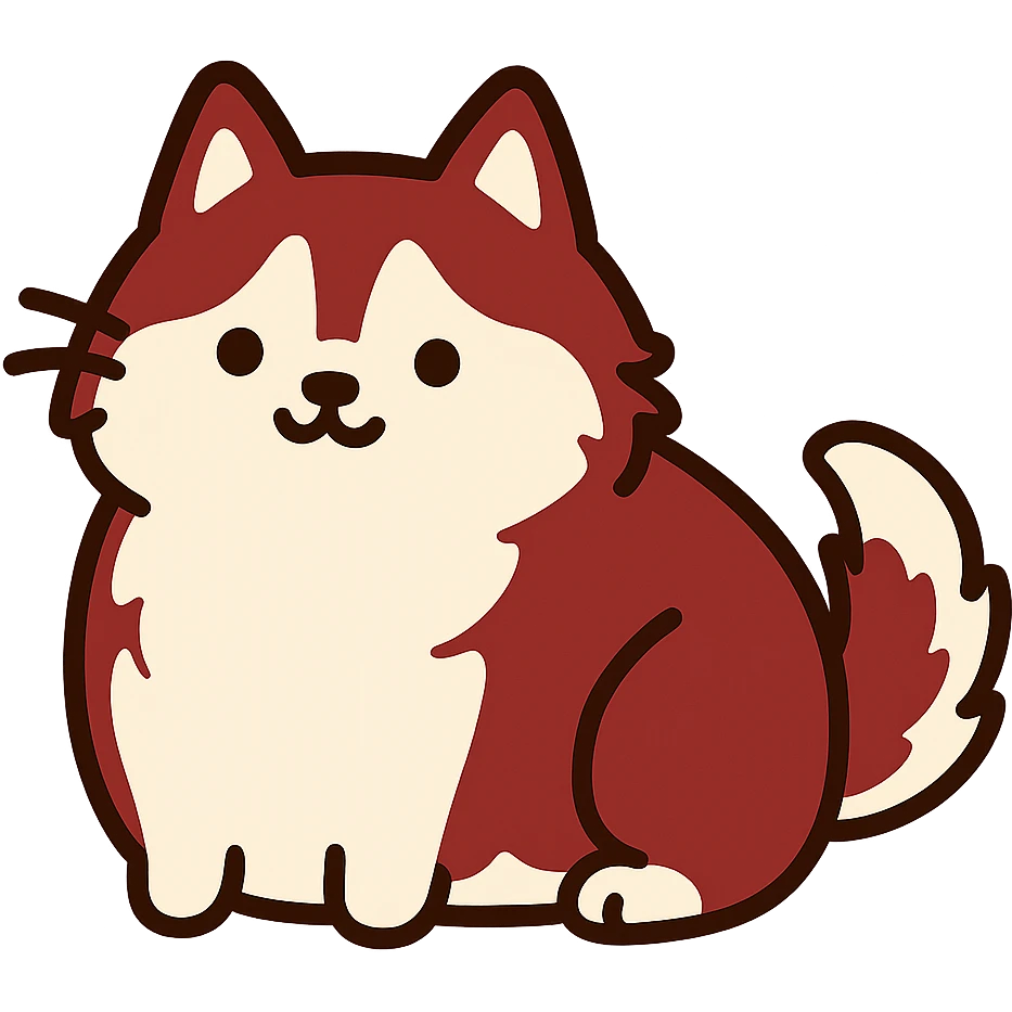 pusheen-style red siberian husky emoji