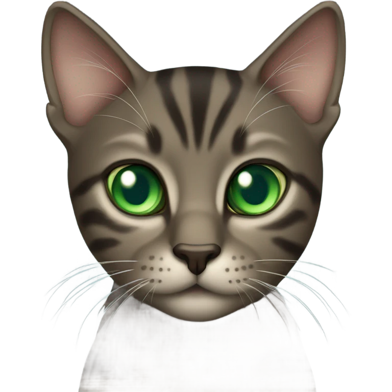 Dark tabby cat with green/blue eyes emoji