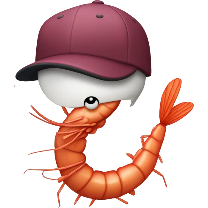 Shrimp with baseball hat and mustache emoji