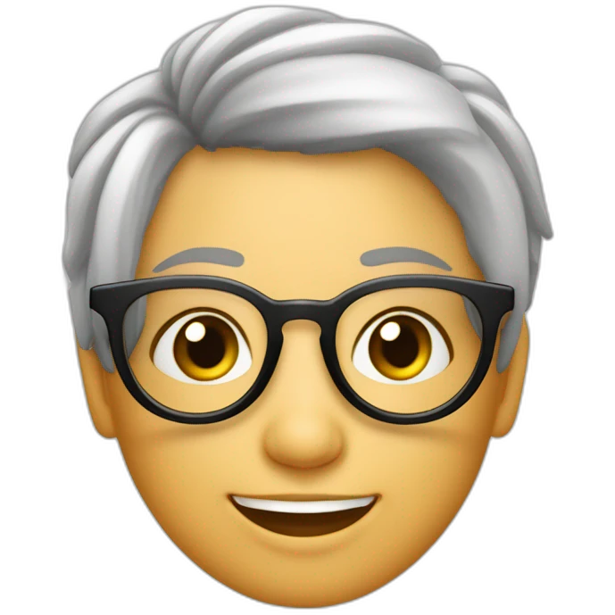 mamá con lentes cabello liso y corto hasta el mentón con flequillo sonriente piel blanca emoji