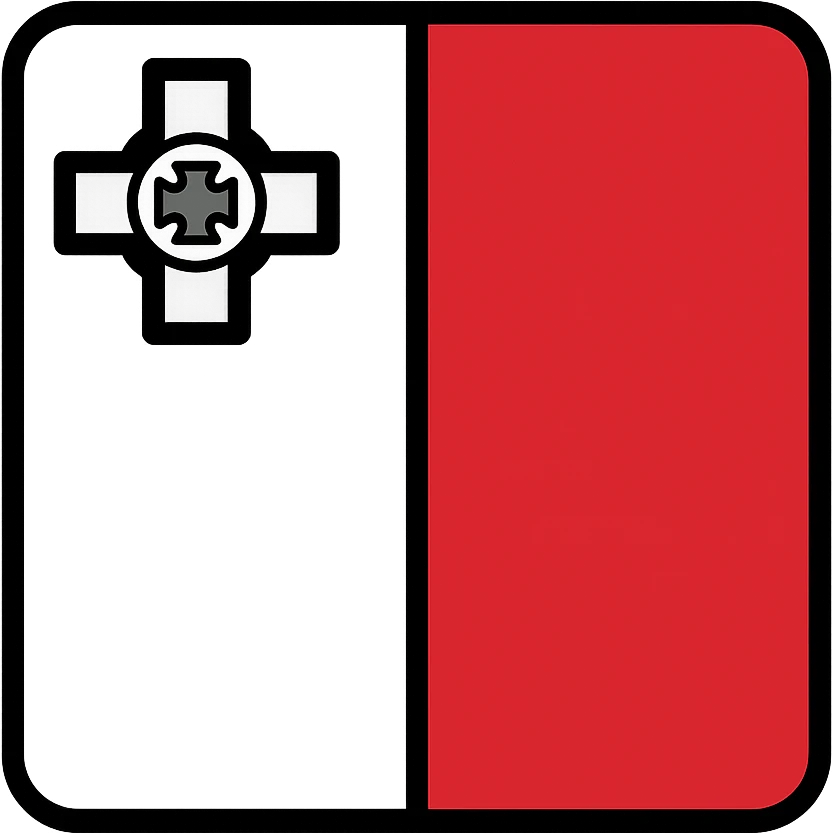 Malta flag, white and red vertical split, George Cross in the upper left, modern icon style emoji