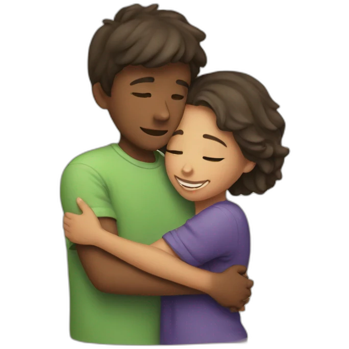 A boy and girl hugging  emoji