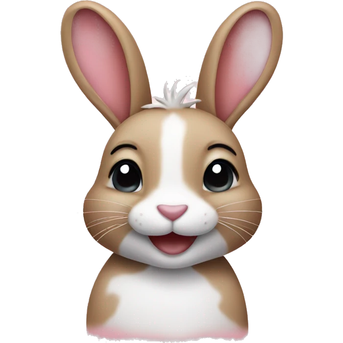 rabbit smiling decorated with hearts emoji