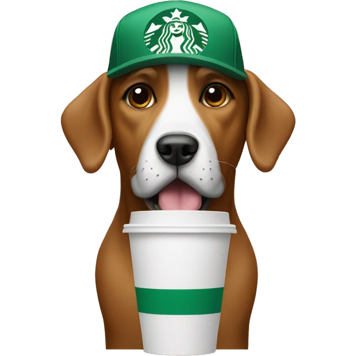 Dog with starbucks hat on emoji