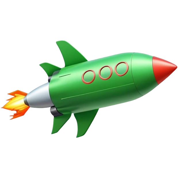 cinematic realistic 3d green Rocket signboard emoji