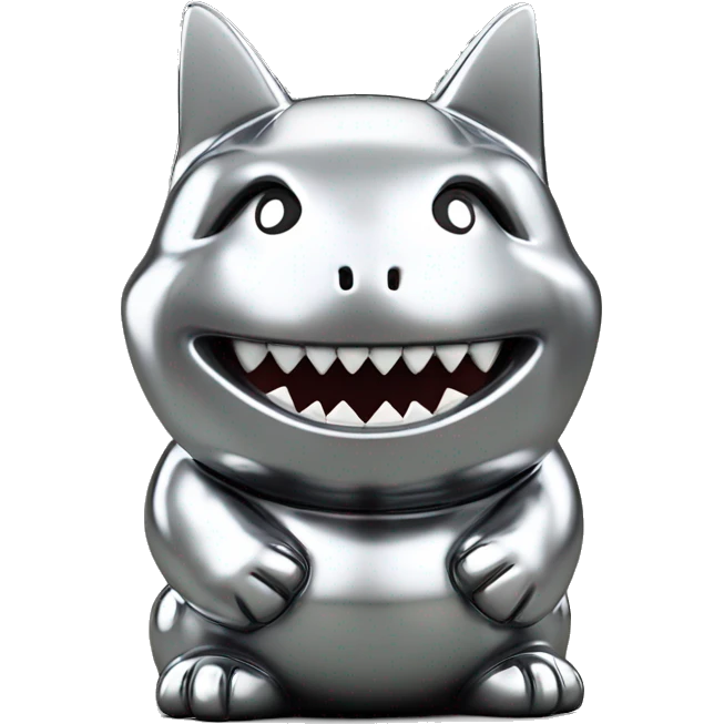 Full chrome plated solid color uncluttered maneki shark 3d emoji