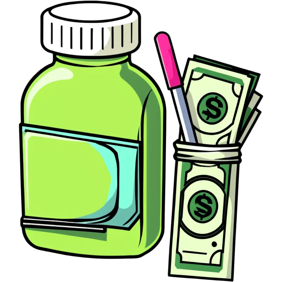 price tag with a few dollar bills and a bottle of nail polish emoji