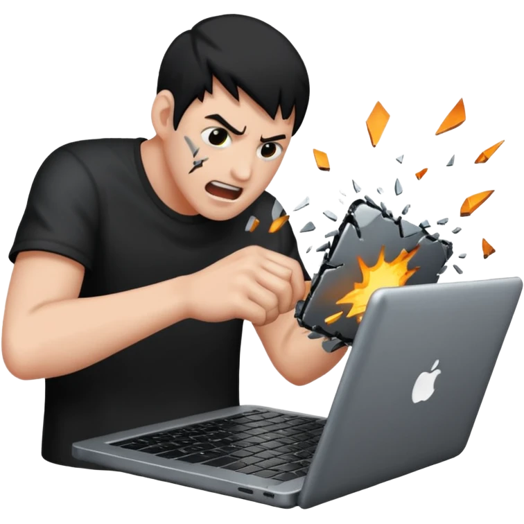 smashing a laptop emoji