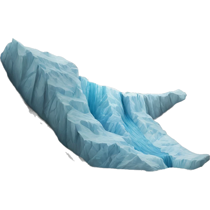 A long glacier flows between the mountains on either side emoji