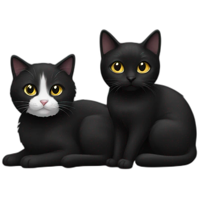 One black cat one black and white cat emoji