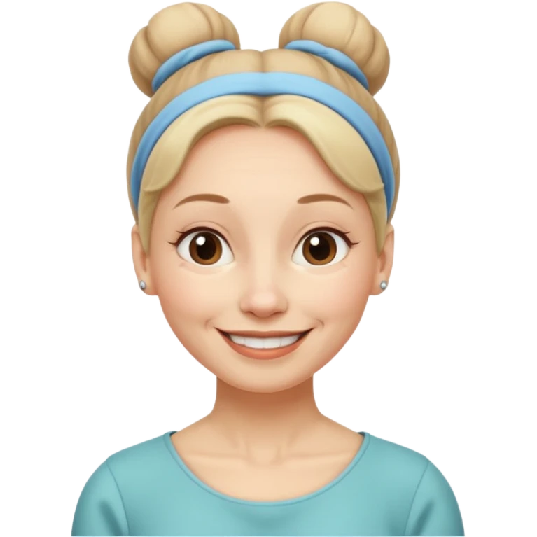 a woman, with a bun, mid 60, wearing a tracheostoma emoji