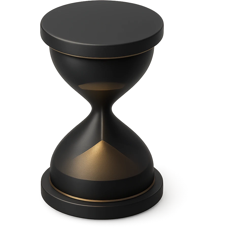 a modern minimalist hourglass in 3D black style emoji