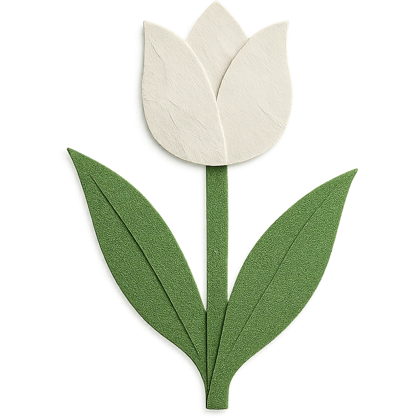 white tulip, paper craft style, folded paper texture, clean edges emoji