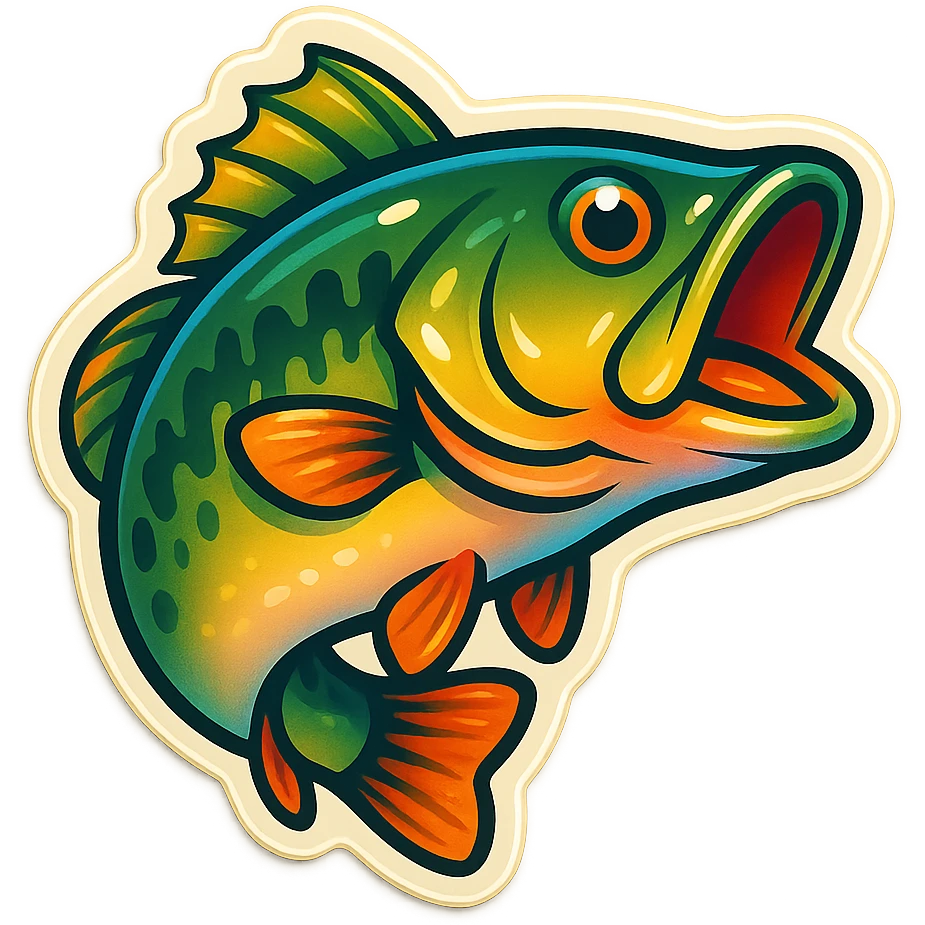 bass fish, emoji style, inspired by Twitter Emoji Stickers, simple and expressive emoji