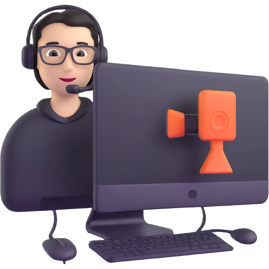person streaming on webcam with computer emoji