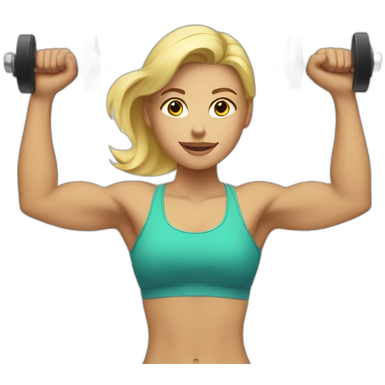 blonde girl lifting weights emoji