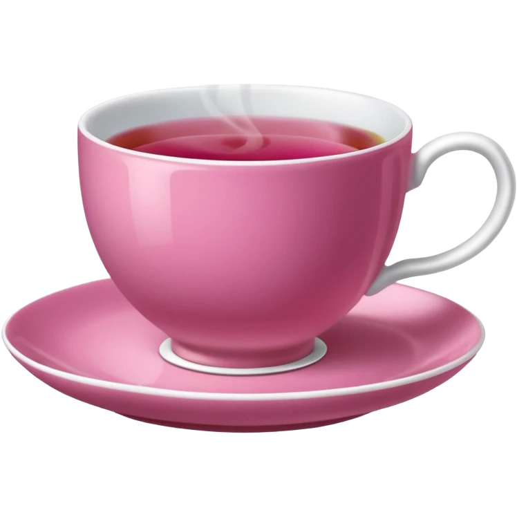 dark pink teacup filled with tea, placed on a matching pink saucer, with gentle steam rising from the cup.  emoji