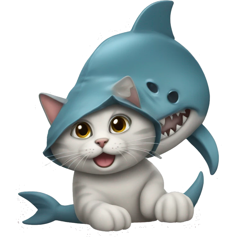 cat with shark hat emoji