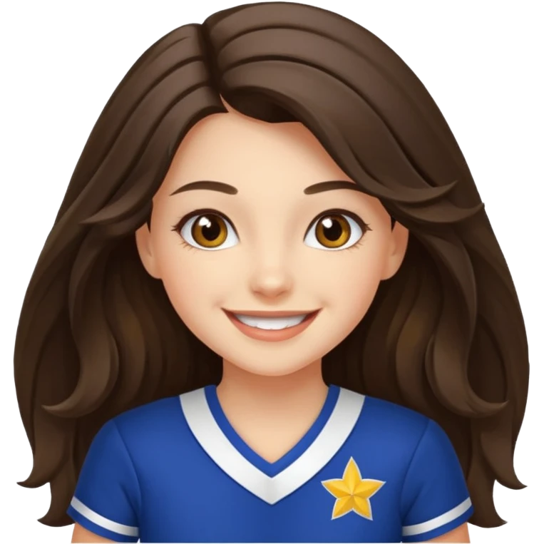 happy long haired brunette girl hazel eyes cheerleader emoji