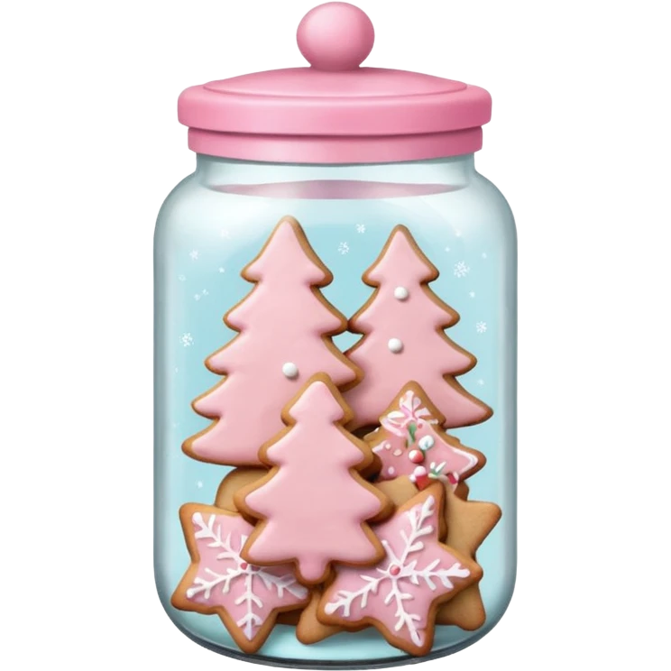 pastel pink christmas cookies in jar with pink lid  emoji