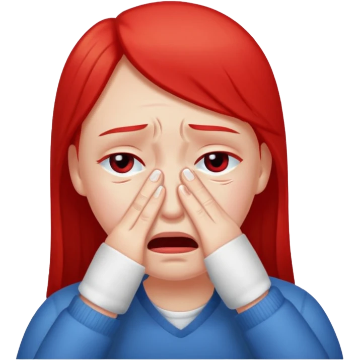 A person fake crying and rubbing their eyes emoji