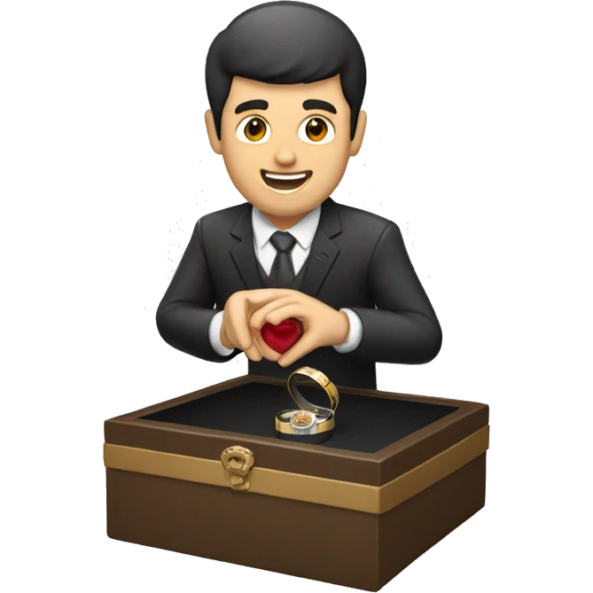 Man proposing with a ring in a ring box emoji