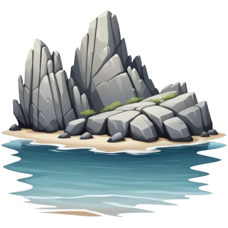rock formations on beach by shore water emoji
