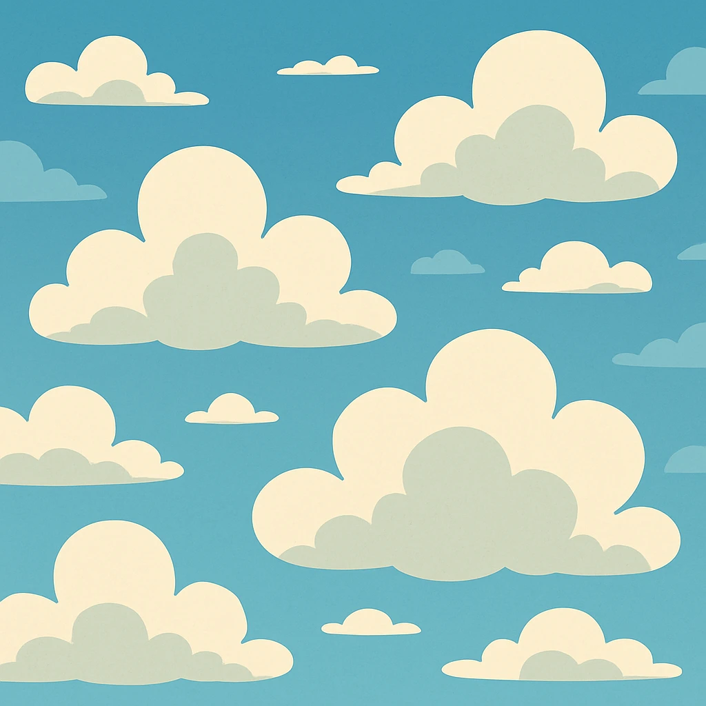 flat toon style cloudy sky scene emoji