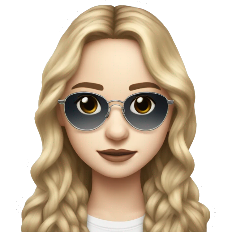 Sabrina Carpenter with clear aviator-style glasses emoji