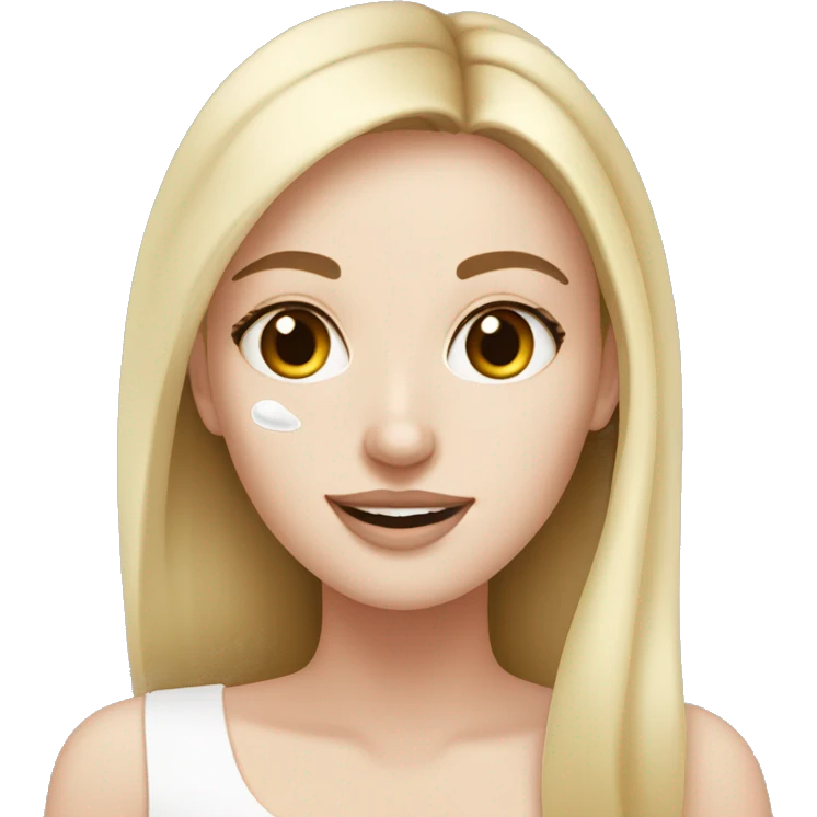 White girl upplying skin care emoji