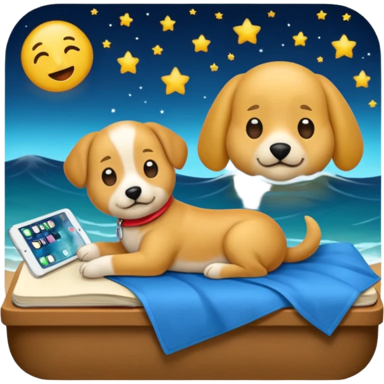 crea un emoji de buenas noches. Pon un texto : Buenas noches Javier y Tobi. Javier es una imagen de profesor y Tobi q sea imagen de un perro emoji