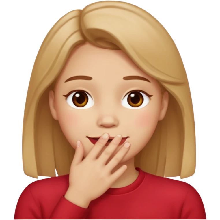 Hand over mouth with blushed cheeks more redness on cheek and smiling  emoji