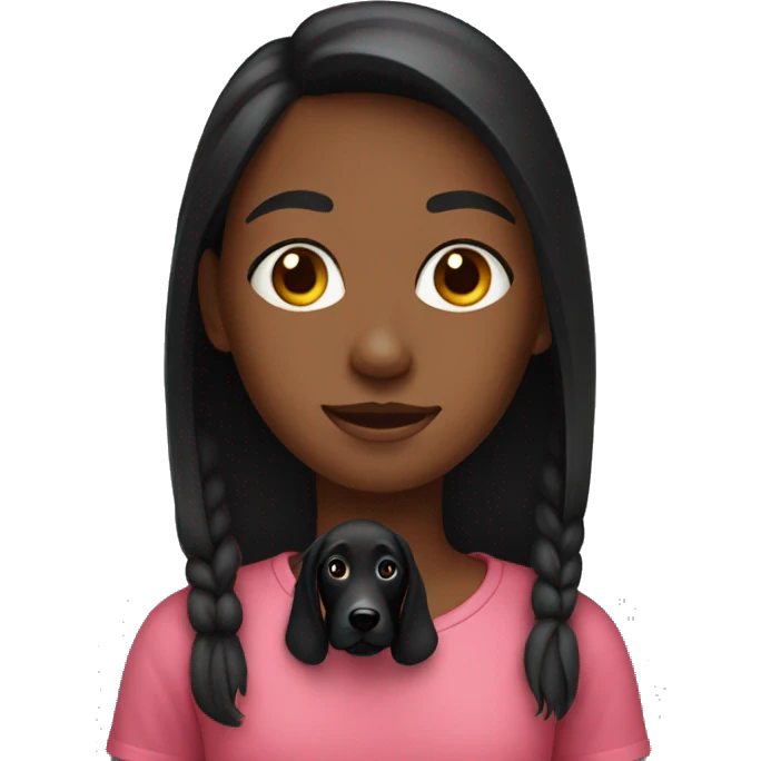 A girl and her black dog emoji