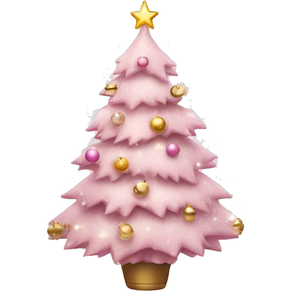Pretty light pink Christmas tree with decorations  emoji
