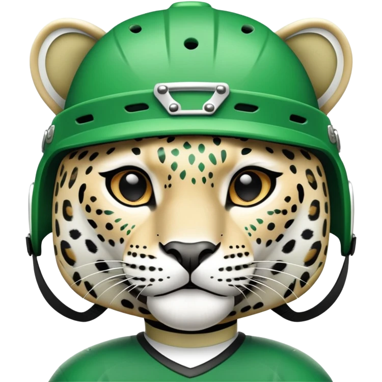 White leopard in green hockey helmet  emoji