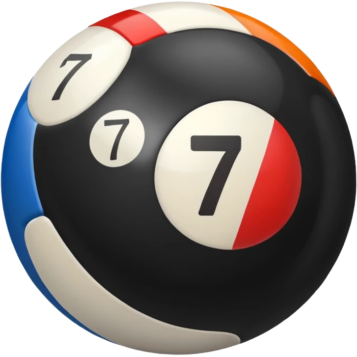 Pool ball back ball with the number 7 on it. emoji