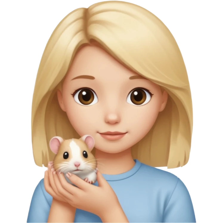 A pretty blond girl holding a hamster emoji