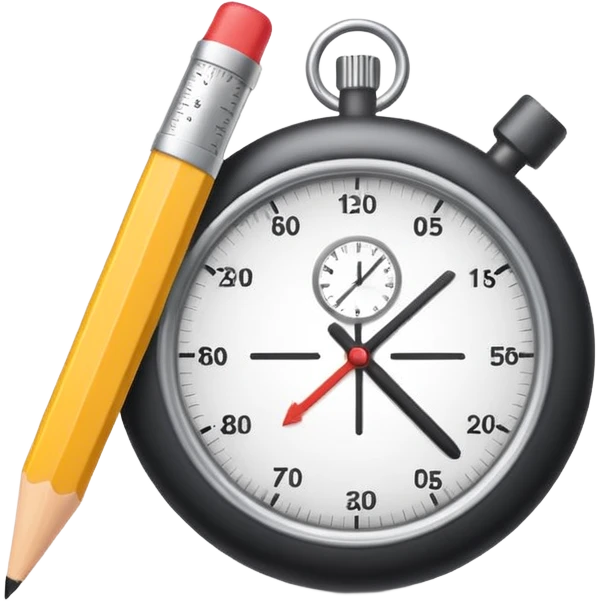 minimal emoji-style icon for writing test 'Task 1', showing a chart or graph with a pencil and a subtle timer, clean, suitable for educational use emoji