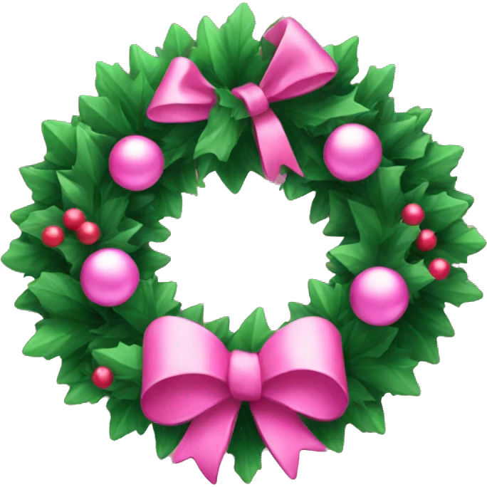 Pink Christmas wreath with bows emoji