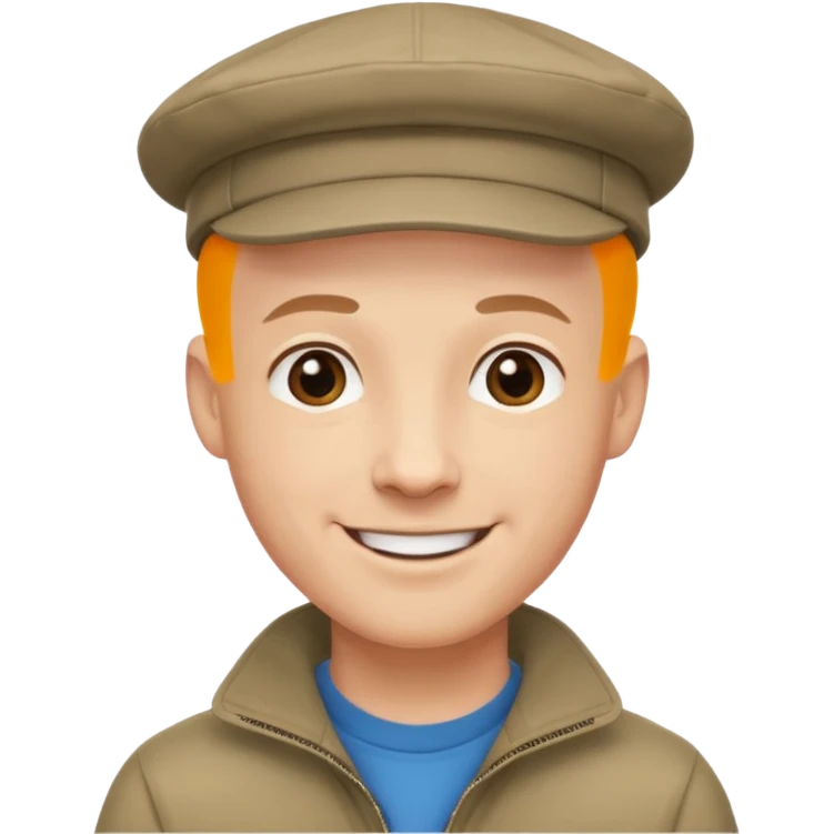 a bald man wearing a flap cap looking really hopeful emoji