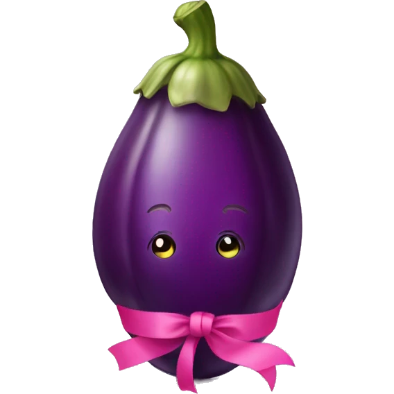 Eggplant with pink ribbon emoji