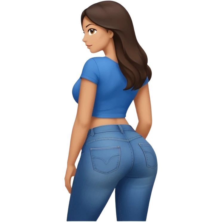 topless brunette woman sexy little ass wearing tight blue jeans from behind emoji