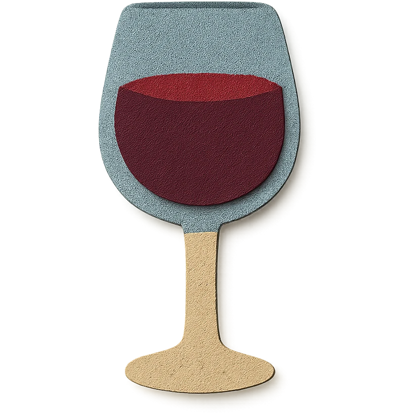 fortified wine icon, small wine glass (port wine glass) with dark colored wine, paper craft style, no background emoji