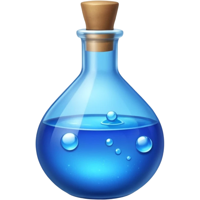 FANTASY MAGIC MANA BLUE POTION TILTED TO THE LEFT IN A CIRCLE BOTTLE very glossy emoji