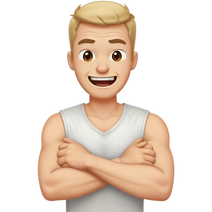 arms crossed holding neck laughing angry guy emoji