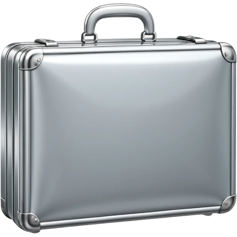 A luxury briefcase emoji made of polished silver chrome, smooth rectangular shape, metallic reflections, minimal high-end design, swag business aesthetic, iOS emoji style, centered, clean white background
 emoji