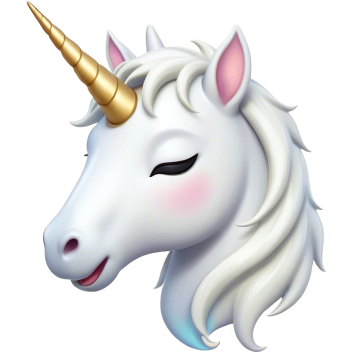 Cinematic Cute Yawning White Unicorn Portrait Emoji, Head tilted slightly with a dramatic, wide-open yawn, showcasing a softly elegant form with a gently cascading mane, a subtly glowing horn and sleepy, half-closed eyes, Simplified yet irresistibly adorable features, highly detailed, glowing with a soft, cozy magical glow, high shine, relaxed yet expressive, stylized with a dash of whimsical enchantment, soft glowing outline, capturing the essence of a drowsy yet affectionate white unicorn that appears ready to stretch and yawn its way out of the screen! emoji