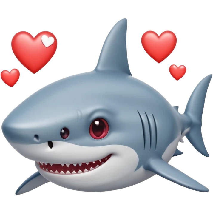 одна акула улыбается и заместь ее глаз сердечьа на ее галаха не глаза а сердечко! и акула как бы. смотрит на меня emoji