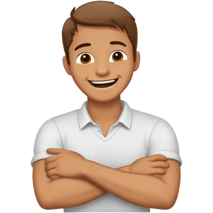 Man holding neck crossed laughing  emoji